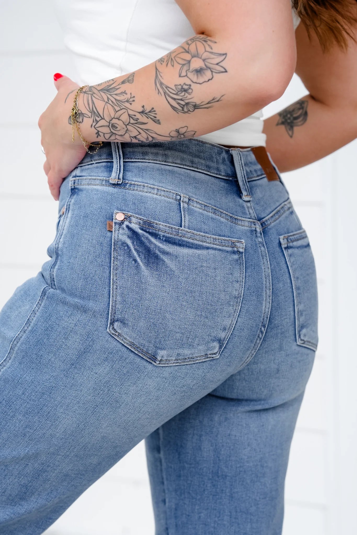 Mid Rise Straight Leg Jeans