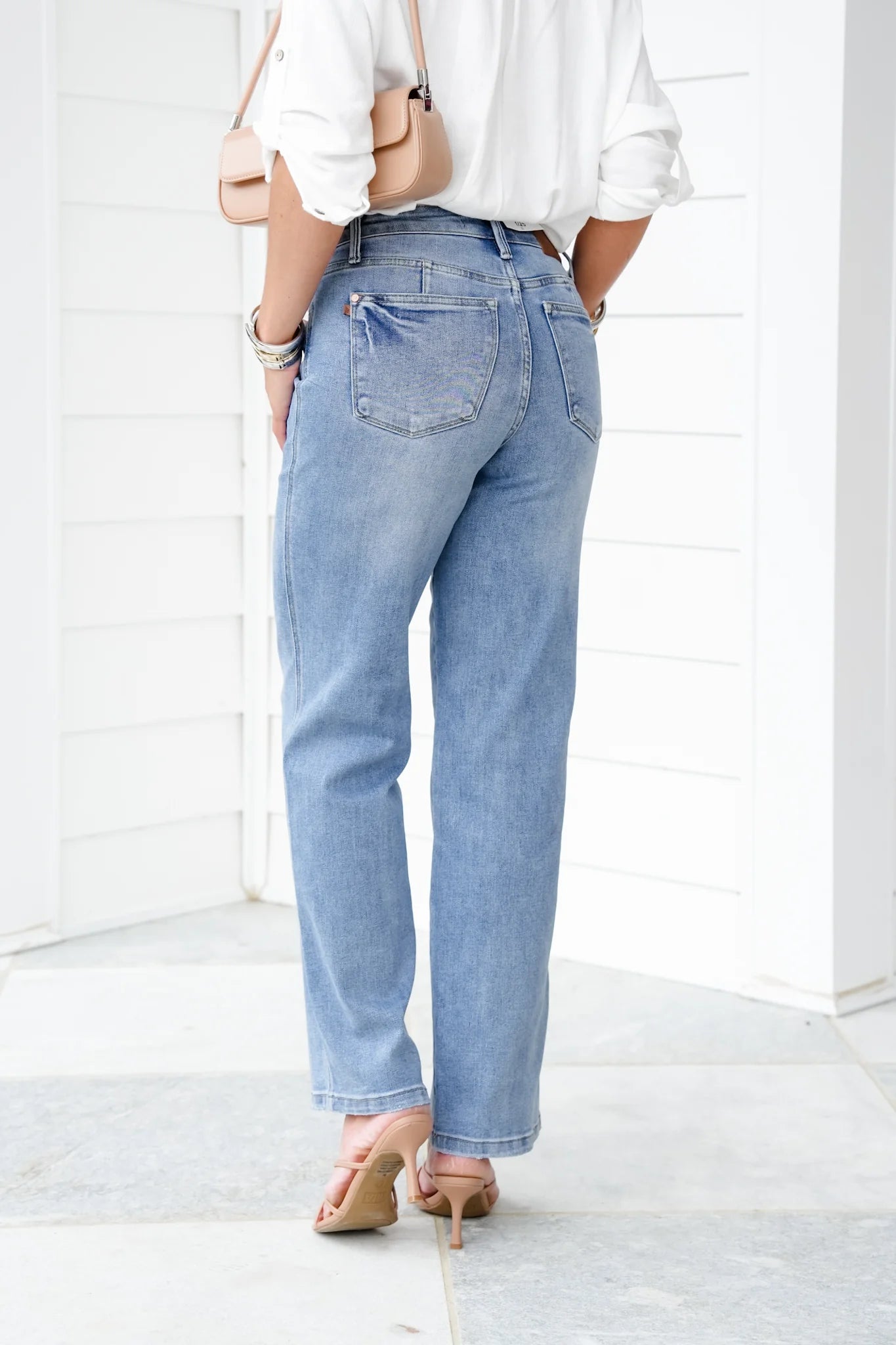 Mid Rise Straight Leg Jeans