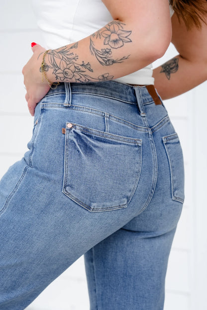 Mid Rise Straight Leg Jeans