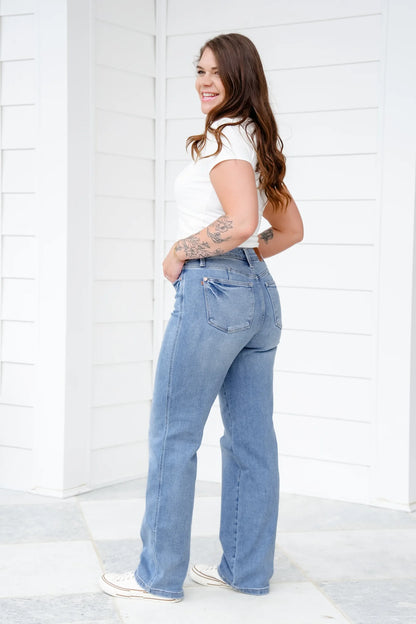 Mid Rise Straight Leg Jeans